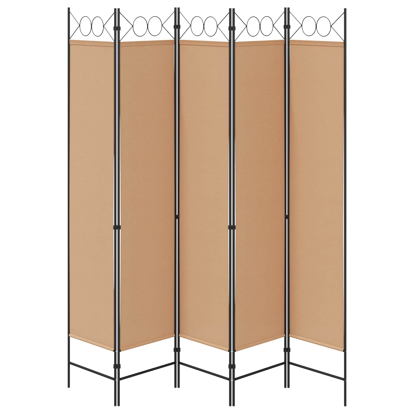 Paravento a 5 Pannelli Beige 200 x 200 cm Tessuto