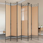 Divisore per Stanza a 6 Pannelli Beige 240 x 200 cm Tessuto