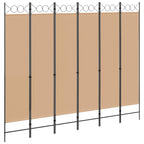 Divisore per Stanza a 6 Pannelli Beige 240 x 200 cm Tessuto