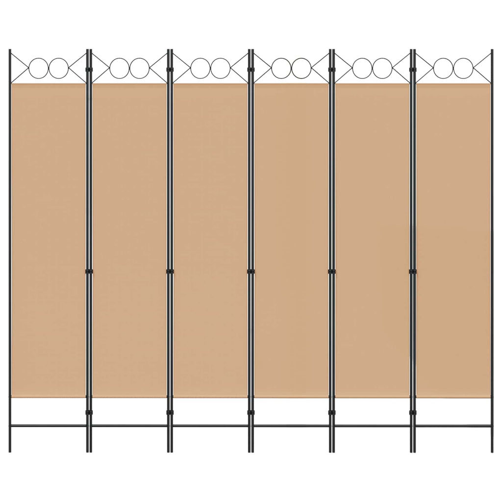 Divisore per Stanza a 6 Pannelli Beige 240 x 200 cm Tessuto