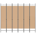 Divisore per Stanza a 6 Pannelli Beige 240 x 200 cm Tessuto