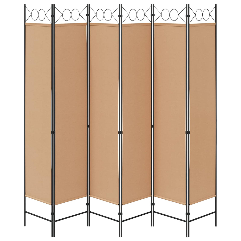 Divisore per Stanza a 6 Pannelli Beige 240 x 200 cm Tessuto