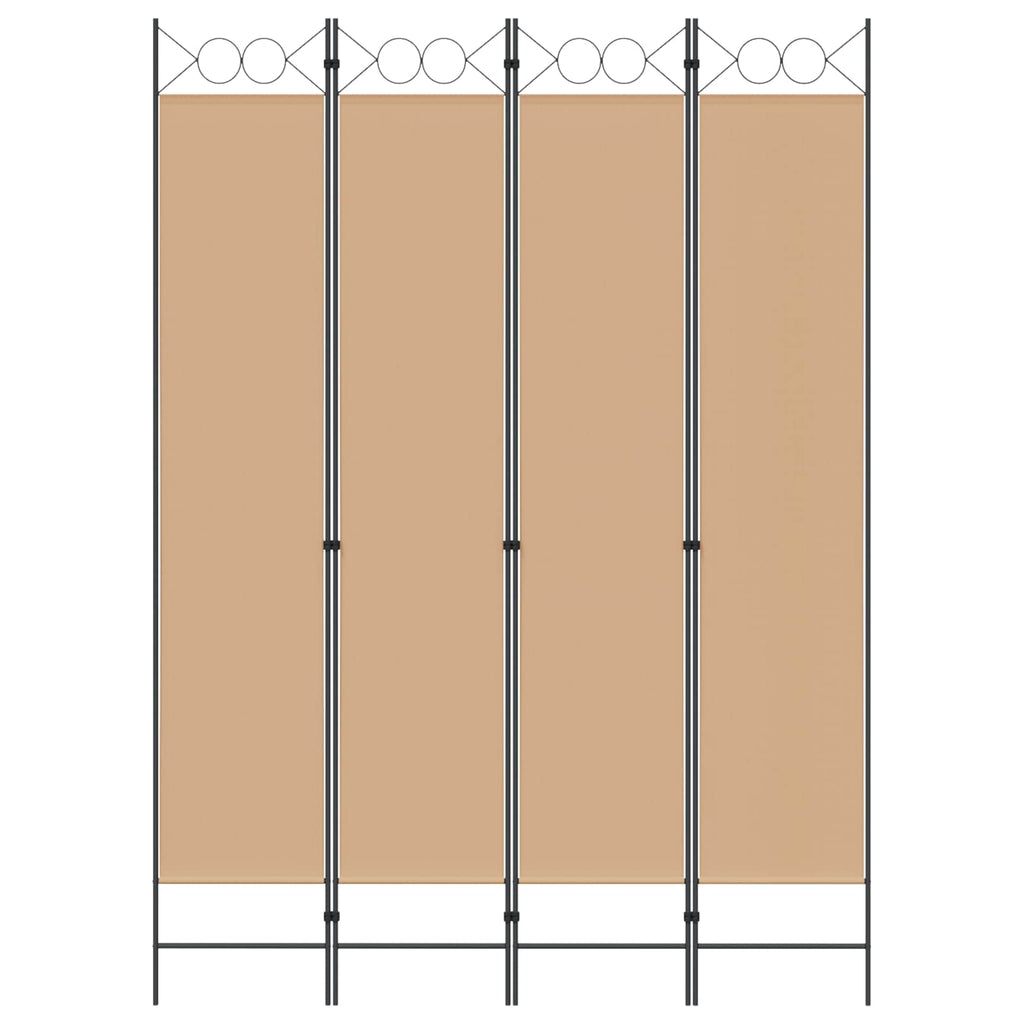Paravento a 4 Pannelli Beige 160 x 220 cm Tessuto
