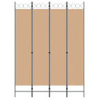 Paravento a 4 Pannelli Beige 160 x 220 cm Tessuto