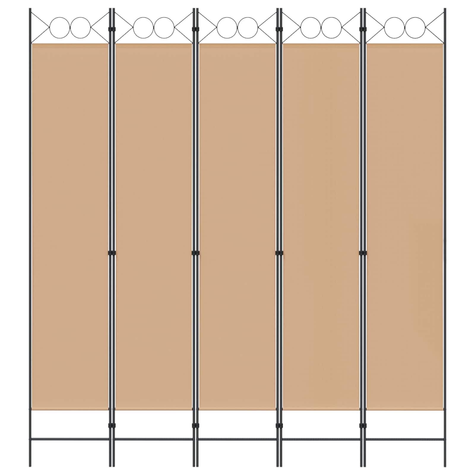 Paravento a 5 Pannelli Beige 200 x 220 cm Tessuto