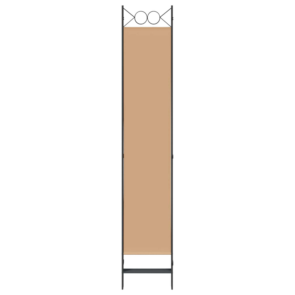 Paravento a 5 Pannelli Beige 200 x 220 cm Tessuto