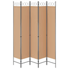 Paravento a 5 Pannelli Beige 200 x 220 cm Tessuto
