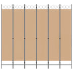 Divisore per Stanza a 6 Pannelli Beige 240 x 220 cm Tessuto