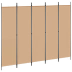 Paravento a 5 Pannelli Beige 250 x 200 cm Tessuto
