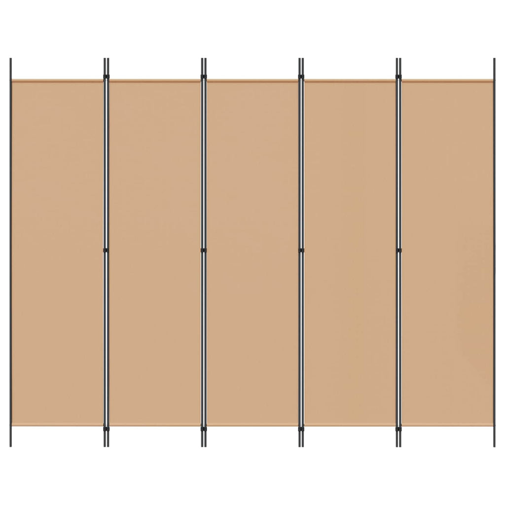 Paravento a 5 Pannelli Beige 250 x 200 cm Tessuto