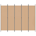 Paravento a 5 Pannelli Beige 250 x 200 cm Tessuto