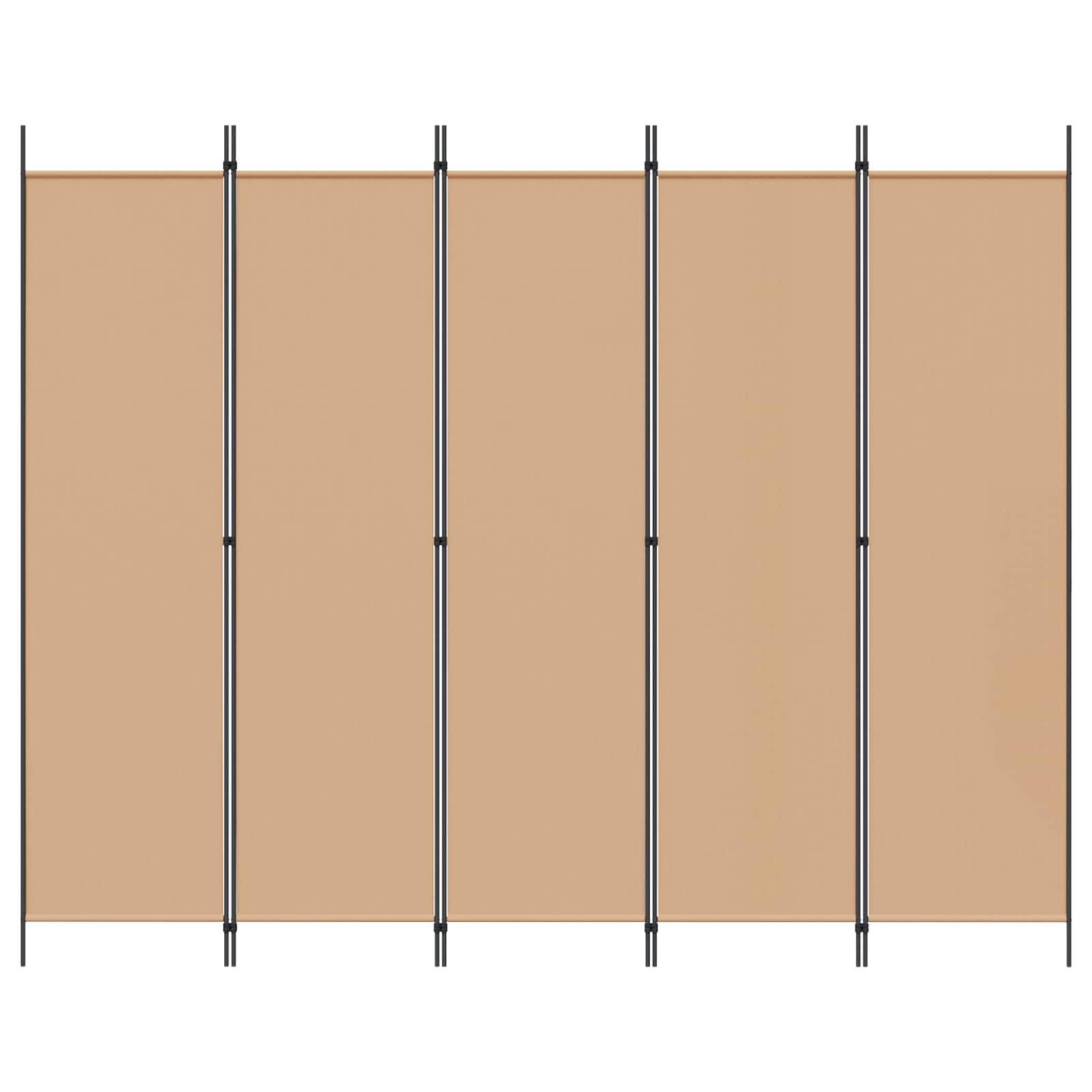 Paravento a 5 Pannelli Beige 250 x 200 cm Tessuto