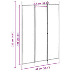 Paravento a 3 pannelli Beige 150 x 220 cm Tessuto