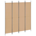 Paravento a 4 Pannelli Beige 200 x 220 cm Tessuto