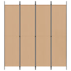 Paravento a 4 Pannelli Beige 200 x 220 cm Tessuto