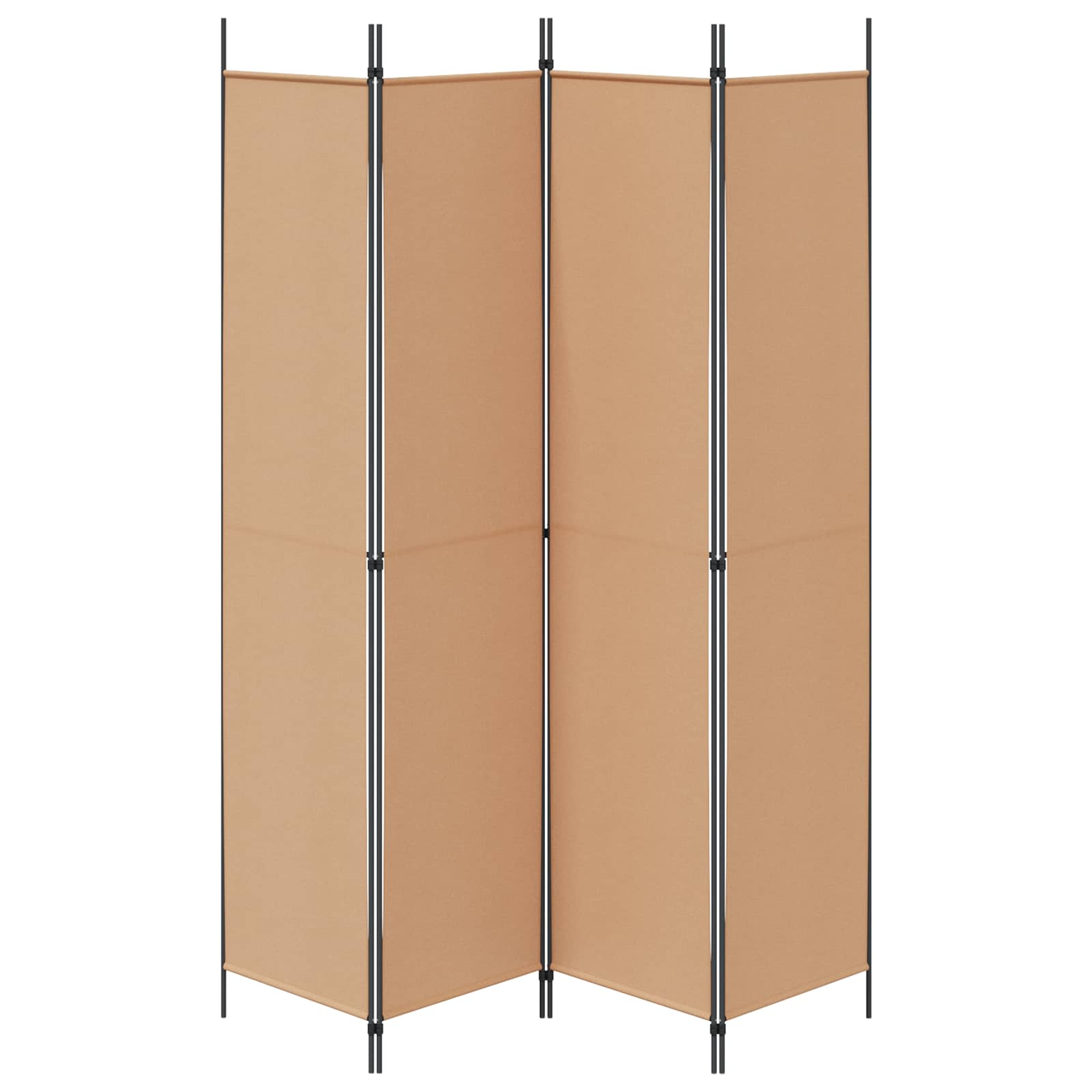 Paravento a 4 Pannelli Beige 200 x 220 cm Tessuto