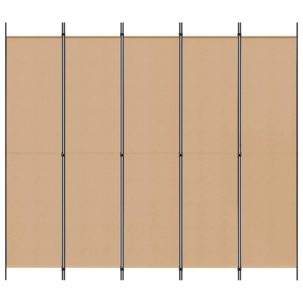 Paravento a 5 Pannelli Beige 250 x 220 cm Tessuto