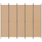 Paravento a 5 Pannelli Beige 250 x 220 cm Tessuto