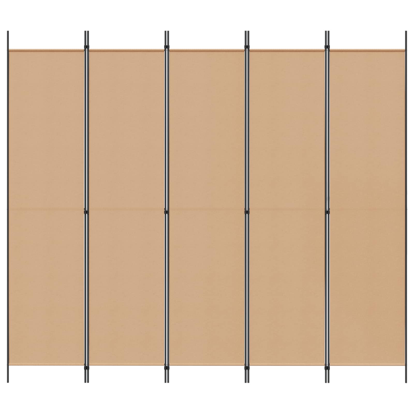 Paravento a 5 Pannelli Beige 250 x 220 cm Tessuto