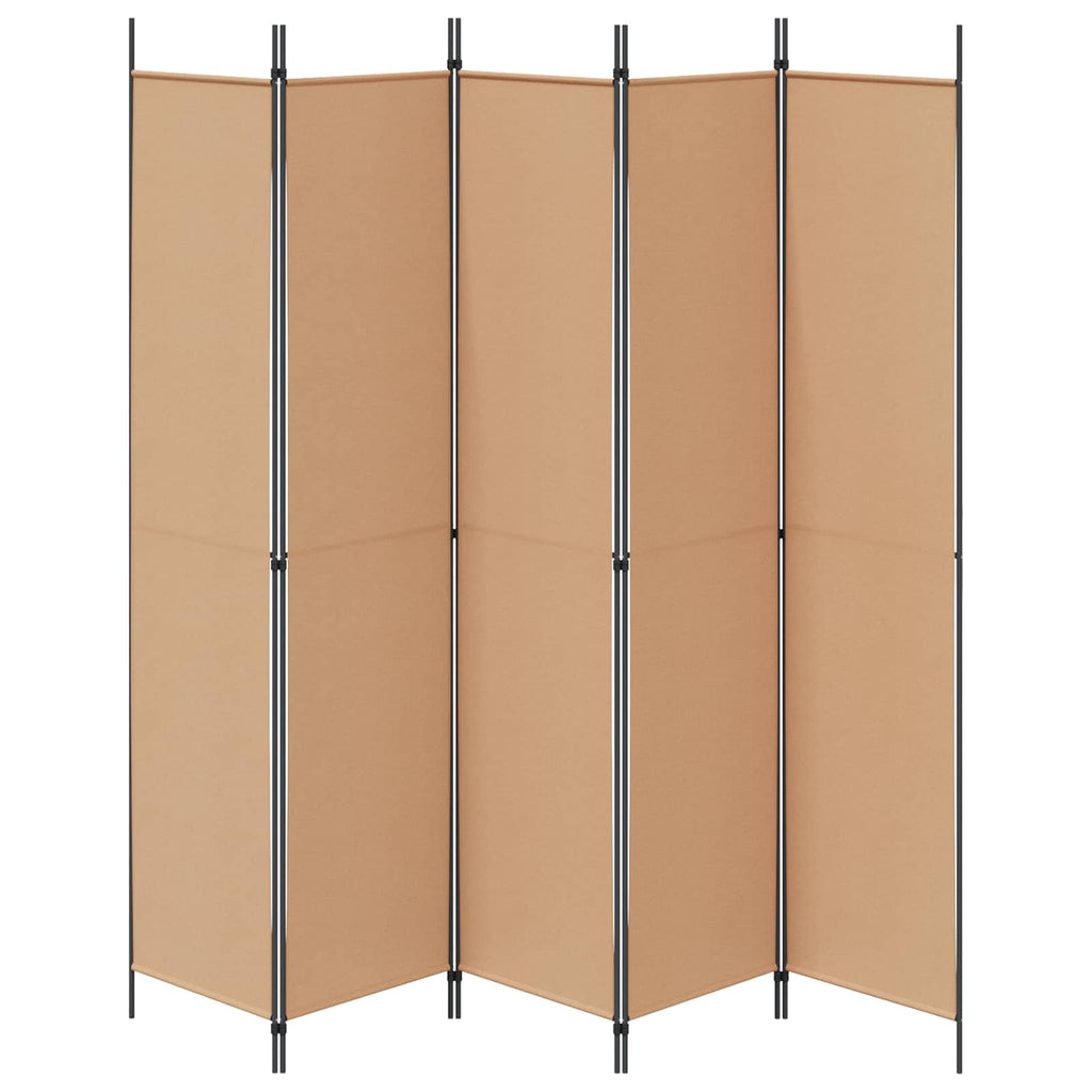 Paravento a 5 Pannelli Beige 250 x 220 cm Tessuto