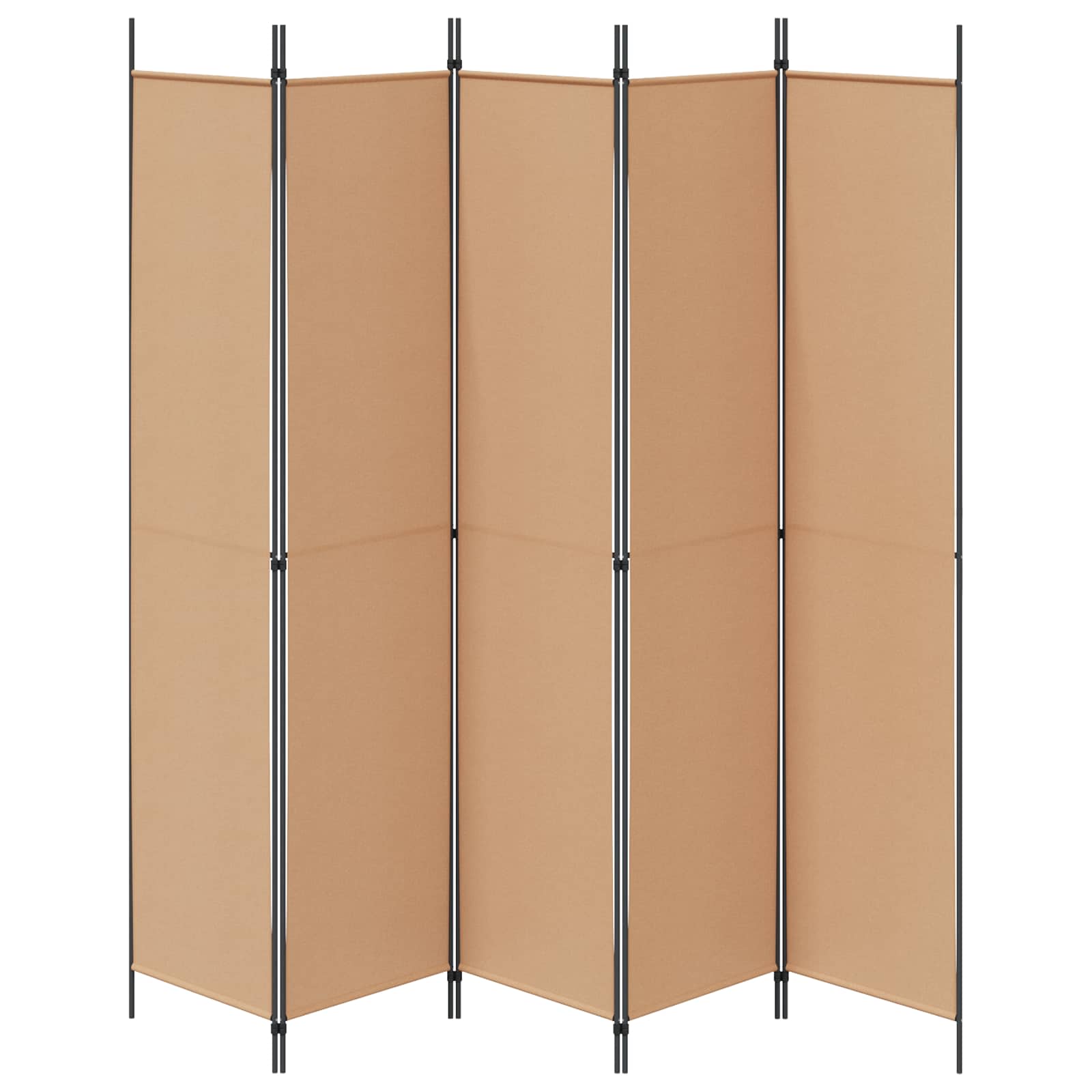 Paravento a 5 Pannelli Beige 250 x 220 cm Tessuto