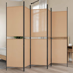 Paravento a 5 Pannelli Beige 250 x 180 cm Tessuto