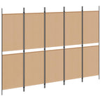 Paravento a 5 Pannelli Beige 250 x 180 cm Tessuto