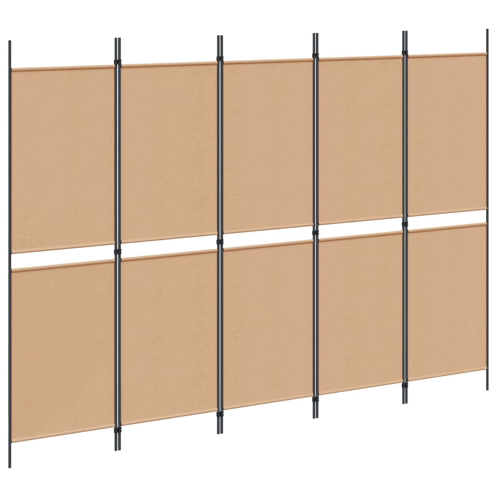 Paravento a 5 Pannelli Beige 250 x 180 cm Tessuto