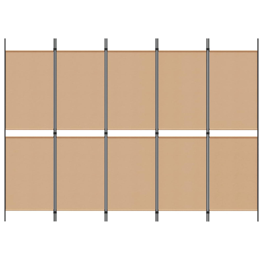 Paravento a 5 Pannelli Beige 250 x 180 cm Tessuto