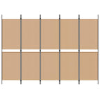 Paravento a 5 Pannelli Beige 250 x 180 cm Tessuto