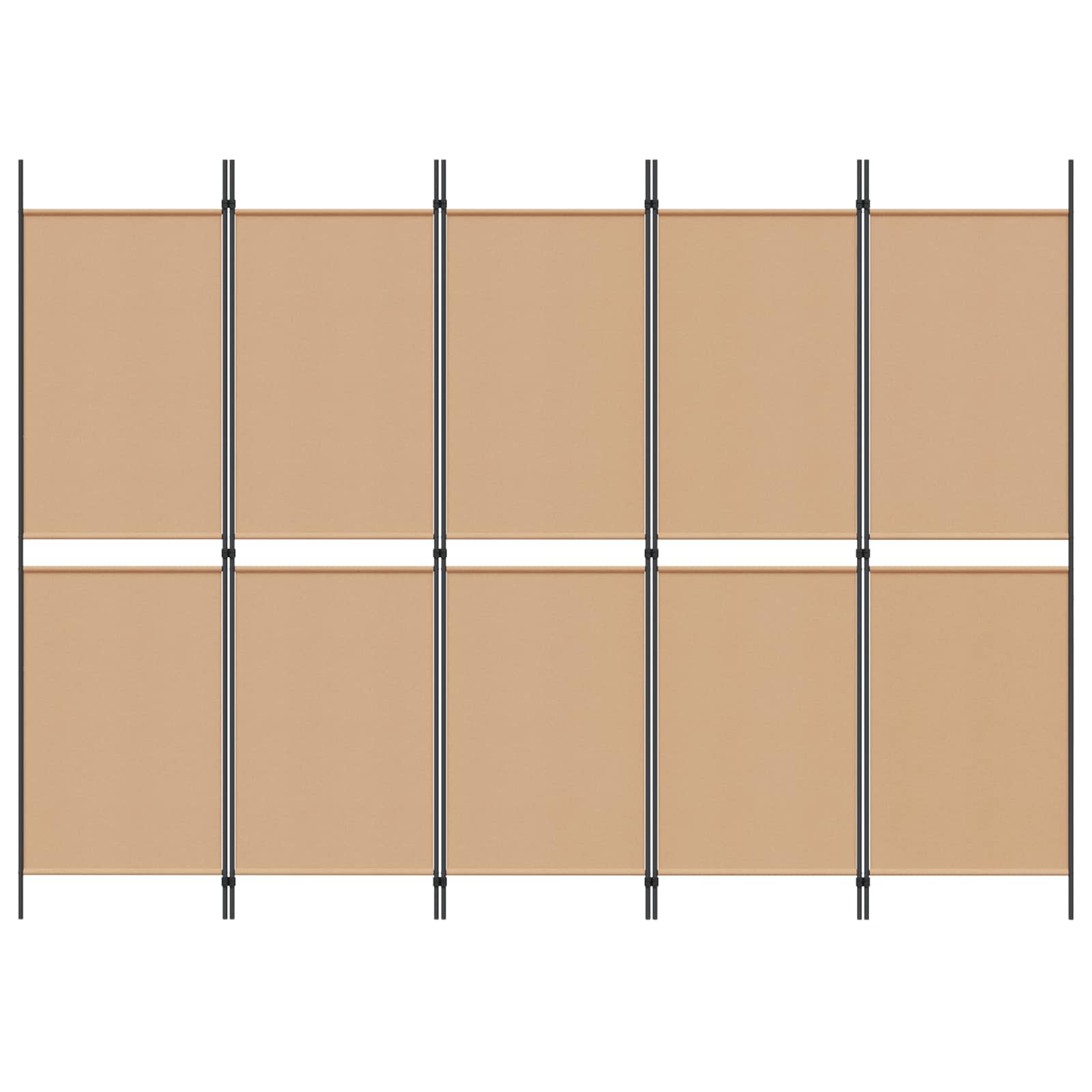 Paravento a 5 Pannelli Beige 250 x 180 cm Tessuto