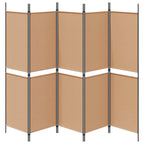 Paravento a 5 Pannelli Beige 250 x 180 cm Tessuto