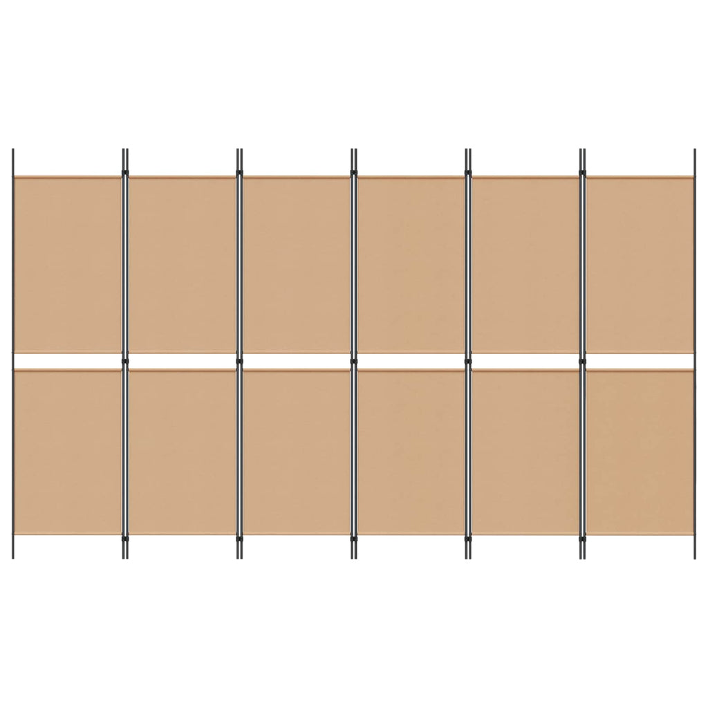 Divisore per Stanza a 6 Pannelli Beige 300 x 180 cm Tessuto