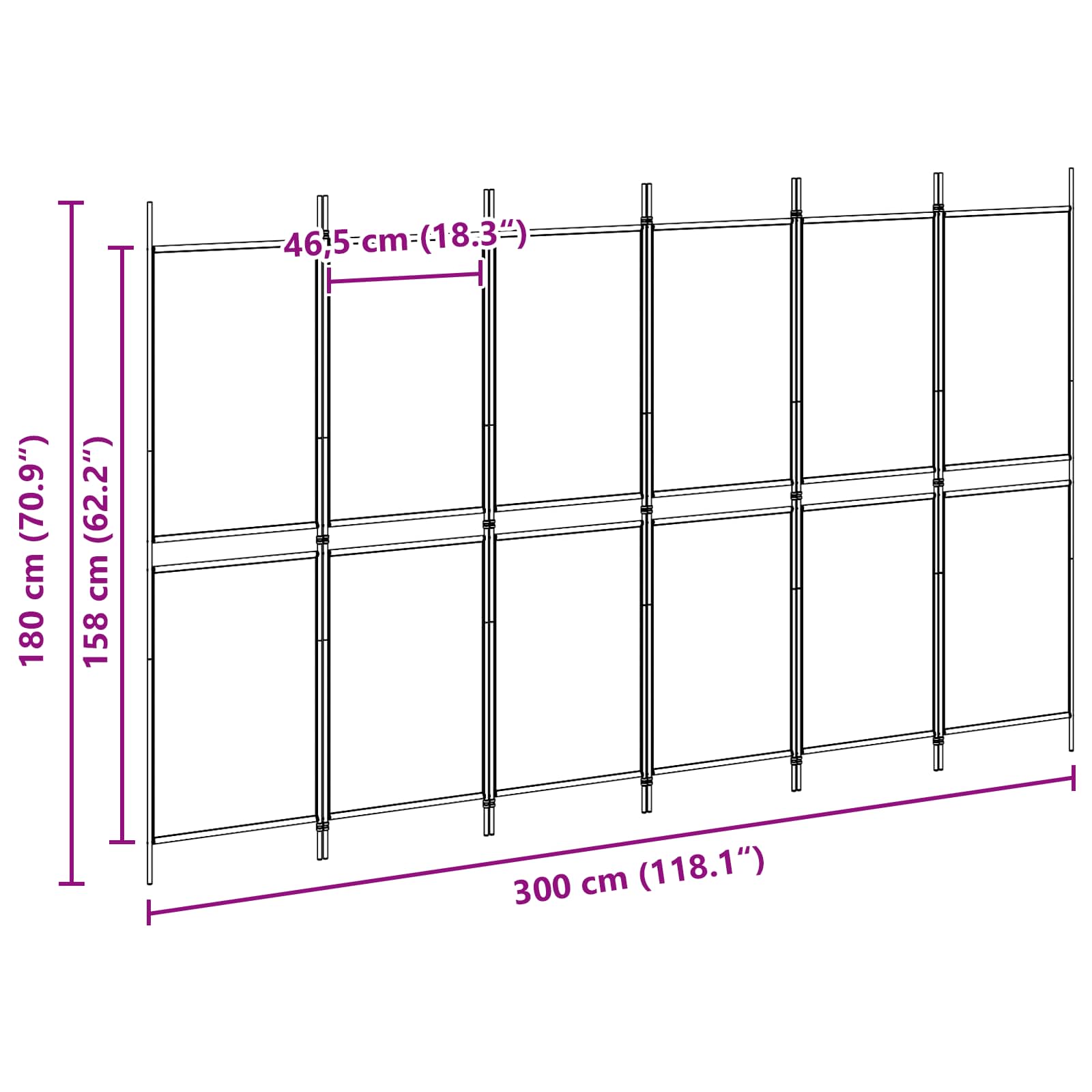 Divisore per Stanza a 6 Pannelli Beige 300 x 180 cm Tessuto