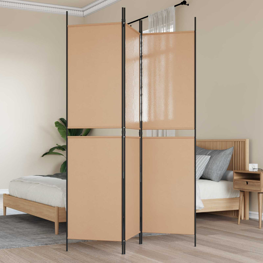 Paravento a 3 pannelli Beige 150 x 200 cm Tessuto