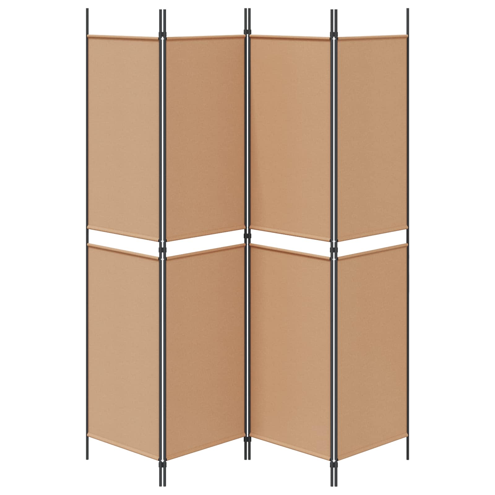 Paravento a 4 Pannelli Beige 200 x 200 cm Tessuto