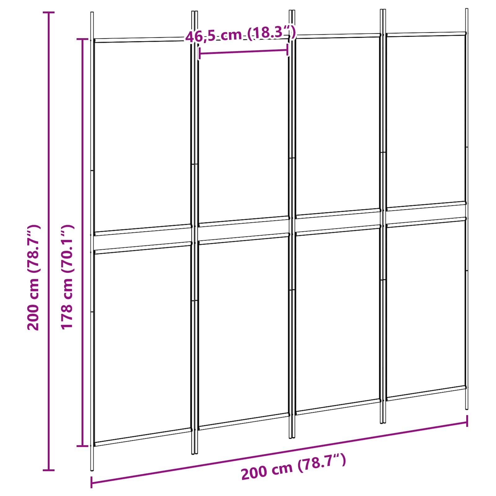 Paravento a 4 Pannelli Beige 200 x 200 cm Tessuto