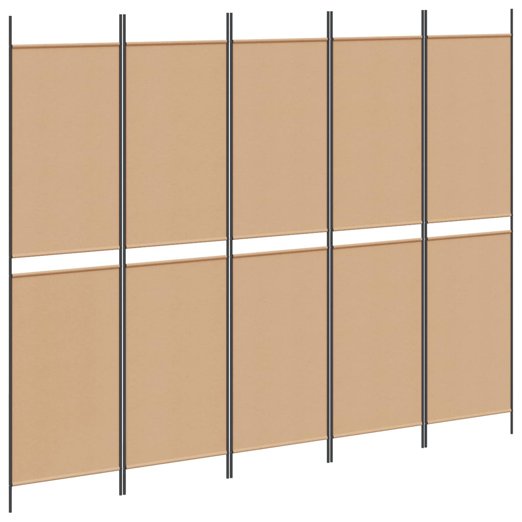 Pannello divisorio a 5 parti Beige 250 x 200 cm Tessuto