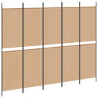 Pannello divisorio a 5 parti Beige 250 x 200 cm Tessuto