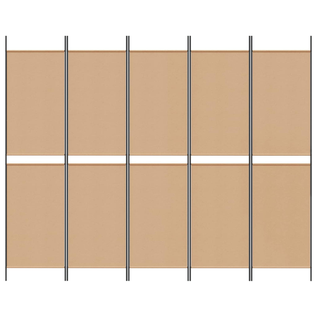 Pannello divisorio a 5 parti Beige 250 x 200 cm Tessuto