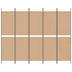 Pannello divisorio a 5 parti Beige 250 x 200 cm Tessuto