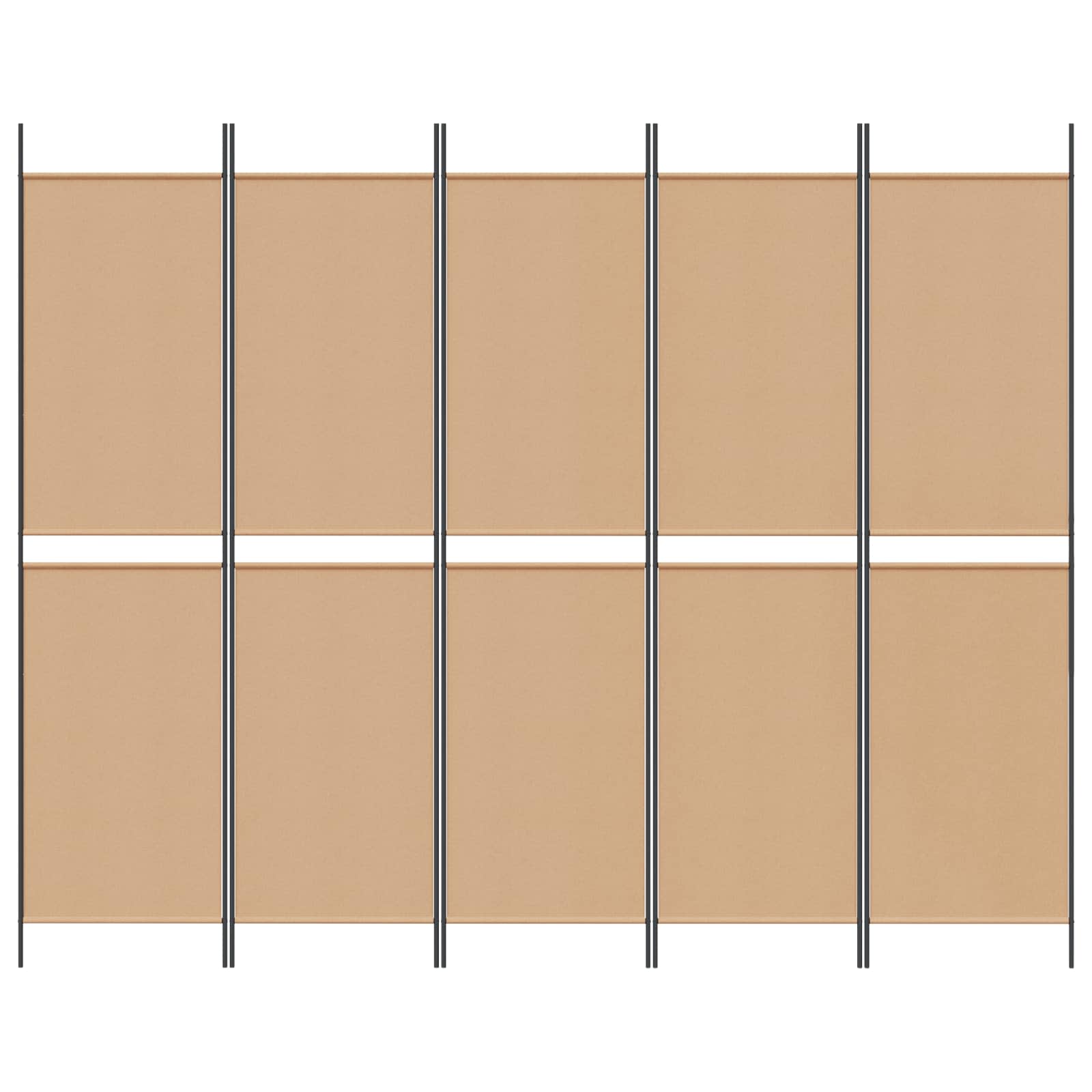Pannello divisorio a 5 parti Beige 250 x 200 cm Tessuto
