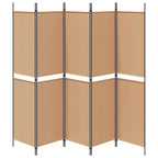 Pannello divisorio a 5 parti Beige 250 x 200 cm Tessuto