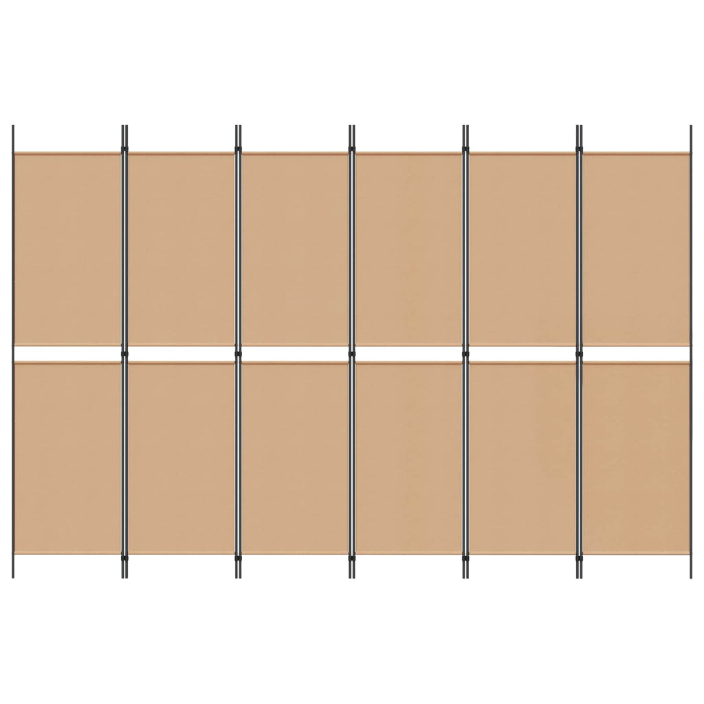 Divisore per Stanza a 6 Pannelli Beige 300 x 200 cm Tessuto