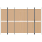 Divisore per Stanza a 6 Pannelli Beige 300 x 200 cm Tessuto