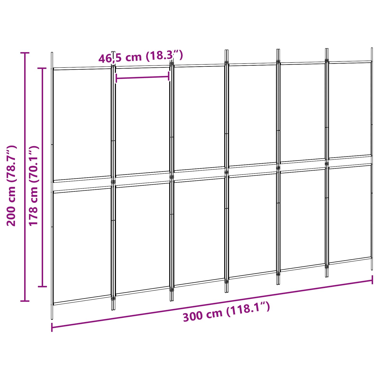 Divisore per Stanza a 6 Pannelli Beige 300 x 200 cm Tessuto