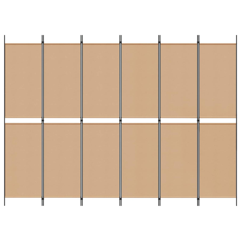 Divisore per Stanza a 6 Pannelli Beige 300 x 220 cm Tessuto