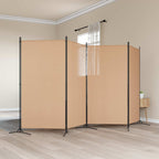 Paravento a 4 Pannelli Beige 346 x 180 cm Tessuto