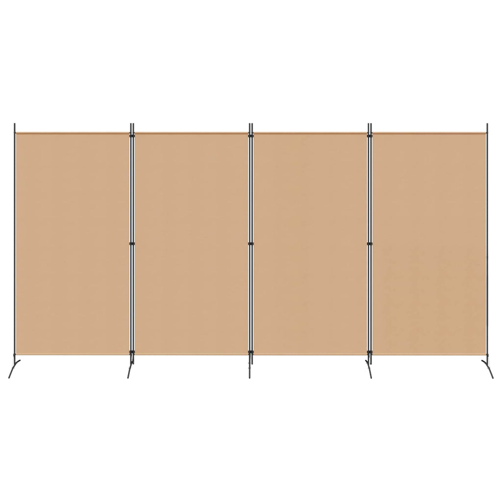 Paravento a 4 Pannelli Beige 346 x 180 cm Tessuto