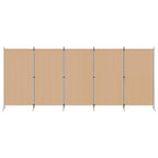 Paravento a 5 Pannelli Beige 433 x 180 cm Tessuto